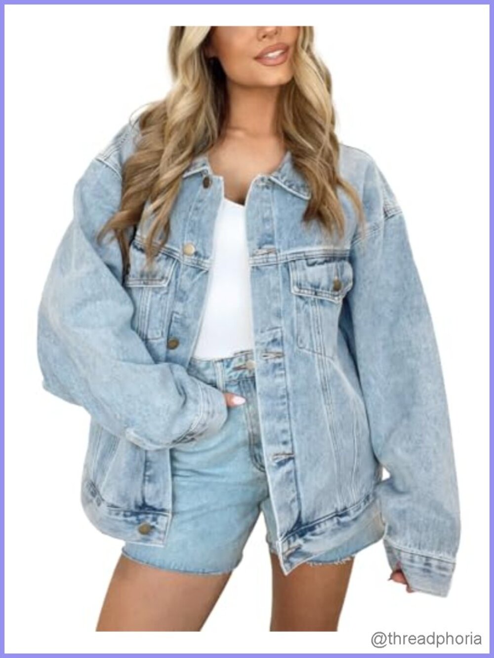 Oversized Long Denim Jacket Button Down Trucker Shacket